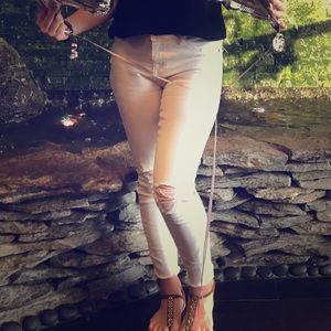 White ripped jeans
